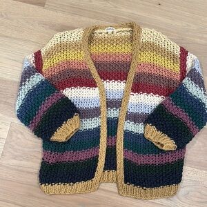 Listicle Chunky Oversized Striped Cardigan Sweater